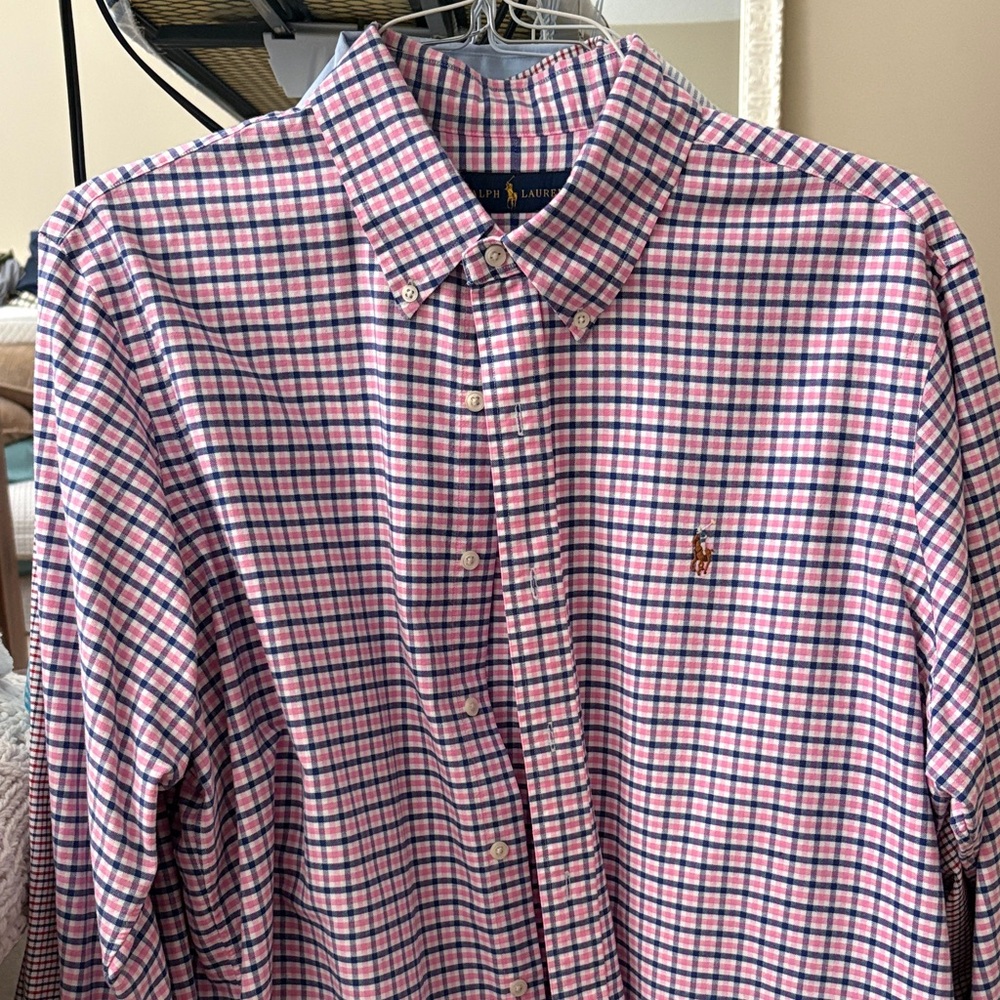 Polo by Ralph Lauren Pink and Navy Check Button-Down Shirt